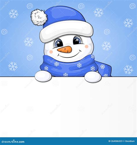 Christmas Banner with Cute Cartoon Snowman. Stock Vector - Illustration of cute, cheerful: 264506323