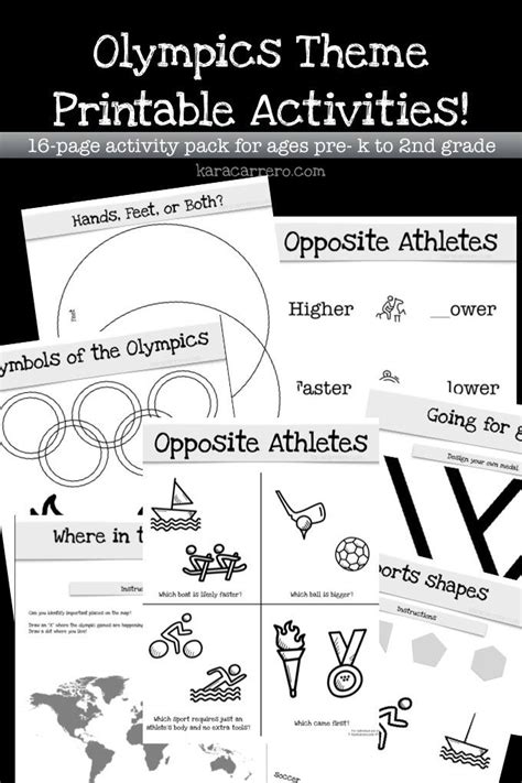 Olympics Unit Theme Printables and Activities {Free} | Early childhood ...