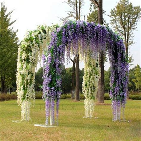 12 Pack One Set Artificial Wisteria Vine Silk Hanging Flower Wedding Festival Decor - White-8 ...