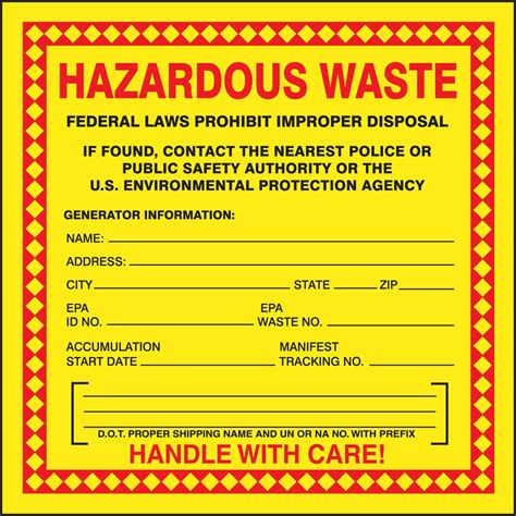 Printable Hazardous Waste Labels