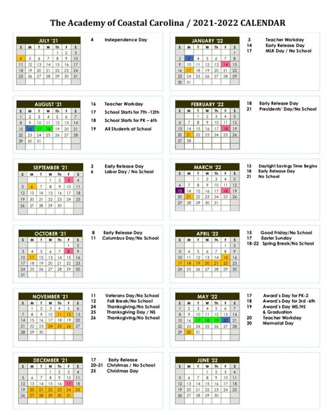 Coastal Academy Calendar 2023 2024 - Calendar Printables