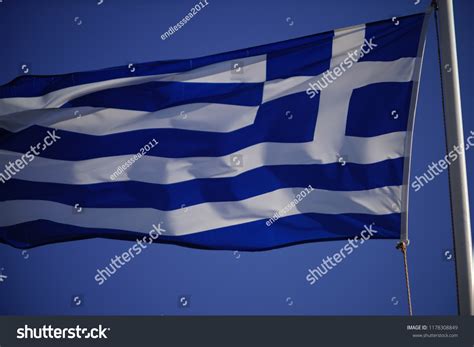 Blue White Greek Flag Stock Photo (Edit Now) 1178308849