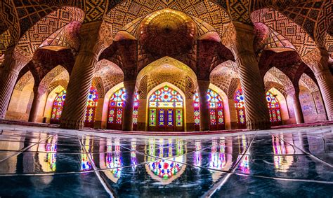 reflection, mosque, Nasir al-Mulk Mosque, Islamic architecture, architecture, colorful, Iran, HD ...