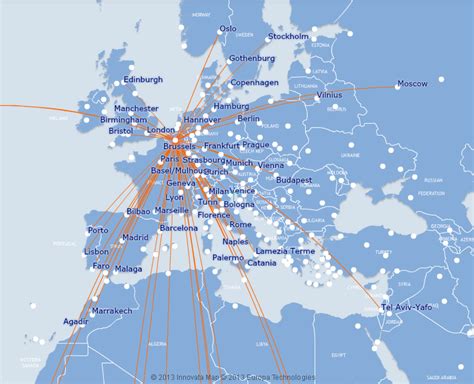 Brussels Airlines route map - Europe