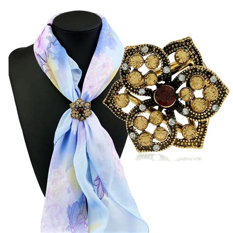 New Fashion Flowers Scarf Buckle Wedding Brooch Crystal Holder Silk Scarf Jewelry Shawls Scarves ...