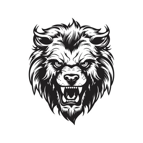 beast, vintage logo line art concept black and white color, hand drawn illustration 27615662 ...