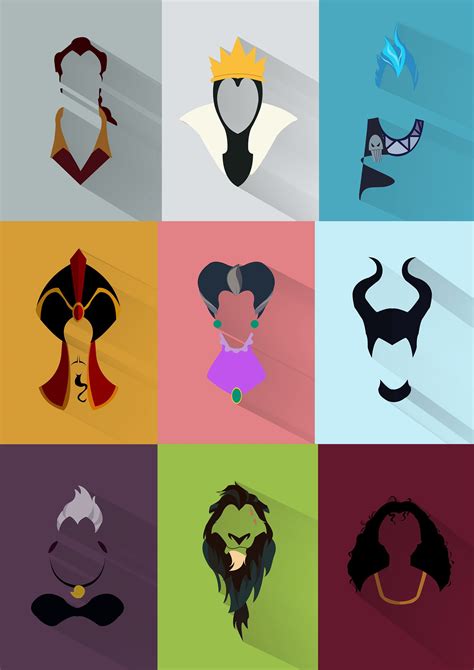 Flat Design| Disney Villains - | Disney canvas, Disney canvas art ...