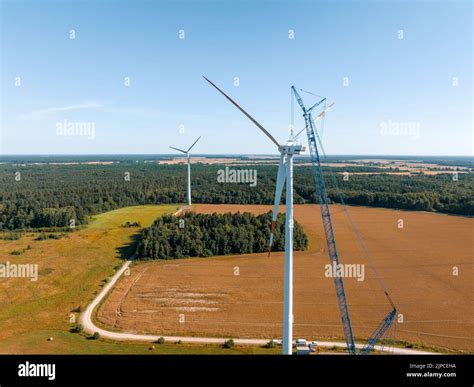 Wind Turbine Construction. Aerial view Stock Photo - Alamy