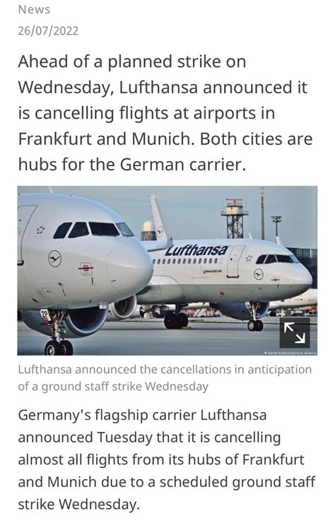 Shared post - Significant Lufthansa Strike