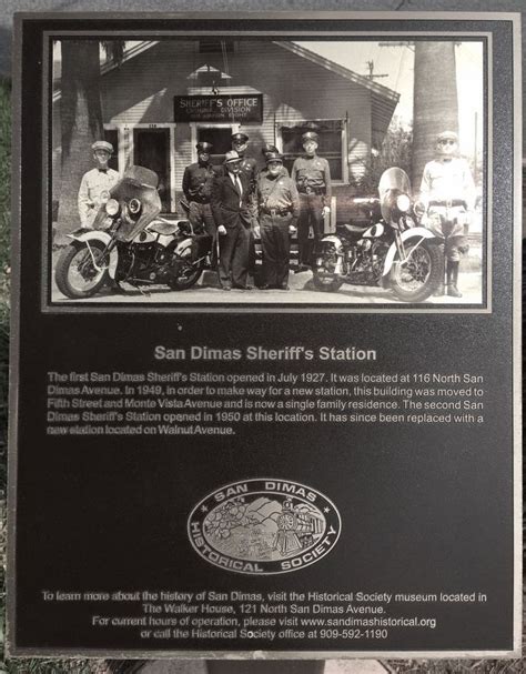 San Dimas Sheriff’s Station Historical Marker