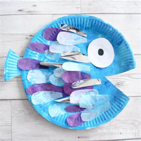 Paper plate rainbow fish craft – Artofit