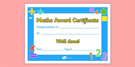 Maths Award Certificate (teacher made)