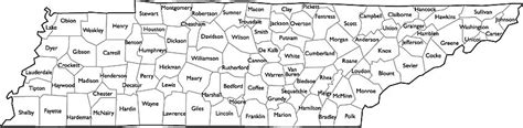 Tennessee County Map with Names