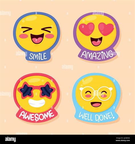 four positive messages set stickers Stock Vector Image & Art - Alamy