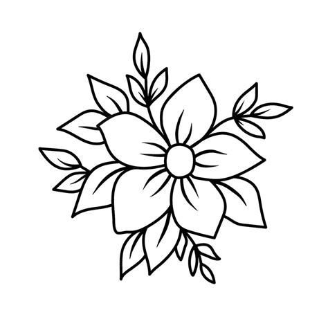 Premium Vector | Simple sketch with a flower and leaves vector ...