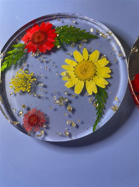 Resin Coasters / Pressed Flower Resin Coasters - Etsy