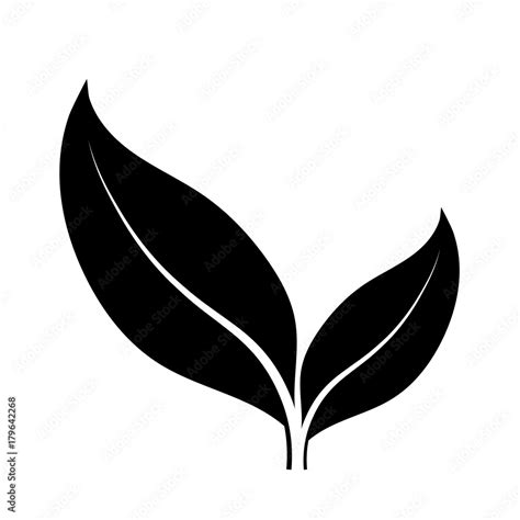 Leaves logo design black and white model Stock Vector | Adobe Stock