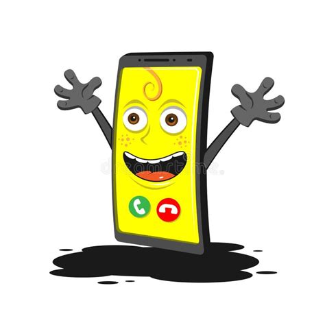 Funny Cartoon Smartphone with Hands on White Isolated Background. Vector Image Stock Vector ...