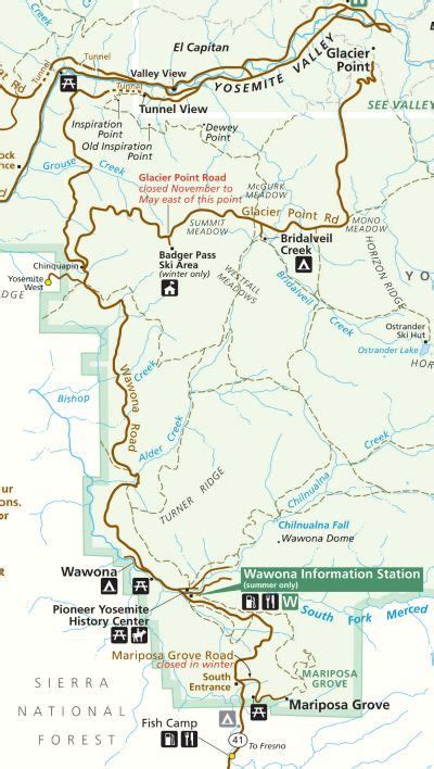 Map for the Wawona Road the historic stage route to Yosemite Valley ...