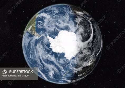 Globe Centred On The South Pole, True Colour Satellite Image. True ...