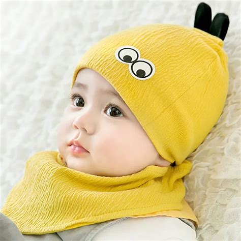 Cute Newborn Kids Girl&Boy Baby Hat Caps Infant Winter Warm cotton baby caps&hats with baby bibs ...