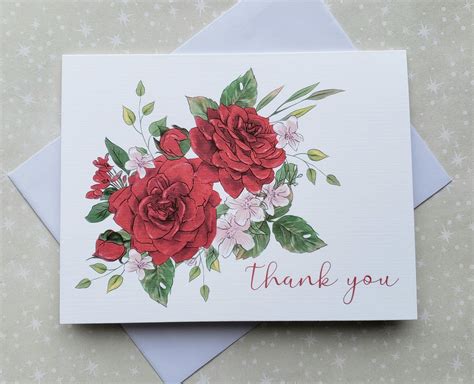 Red Roses Floral Thank You Note Cards 8ct | Etsy in 2021 | Thank you note cards, Note cards, Cards