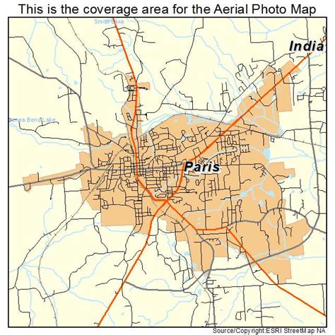 Aerial Photography Map of Paris, TN Tennessee