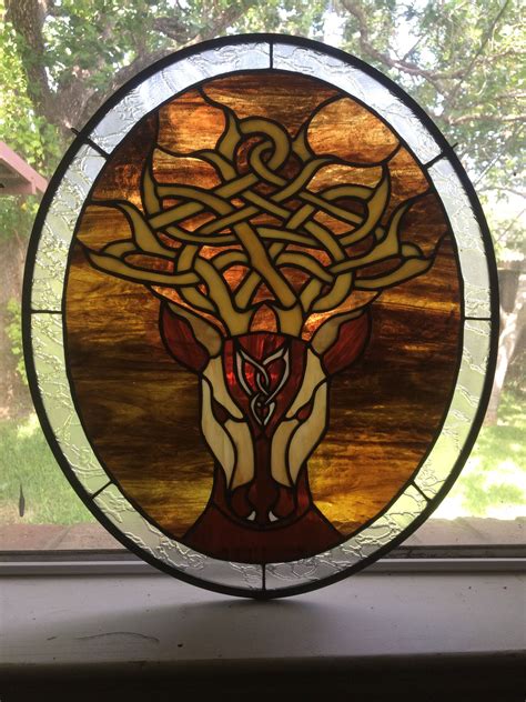 Celtic Stag with Knotted Horns in 2024 | Stained glass door, Stained ...