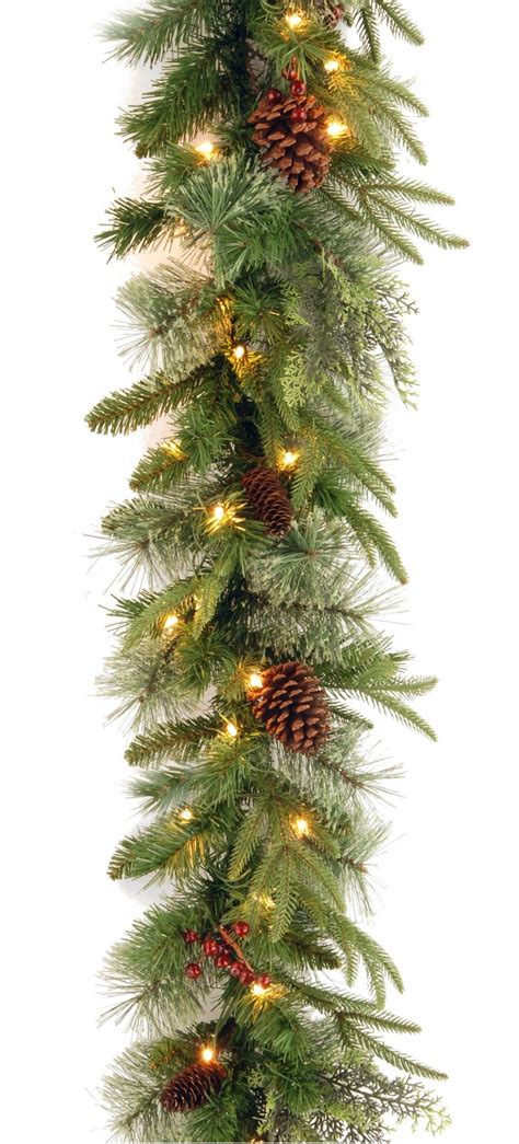 National Tree 9 Foot by 10 Inch Feel Real Colonial Garland with 15 Pine Cones, 15 Red Berries ...