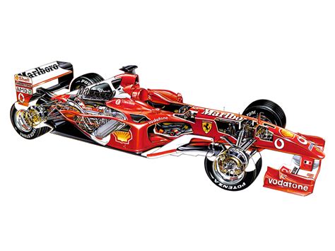 Ferrari F2004 Cutaway Drawing in High quality