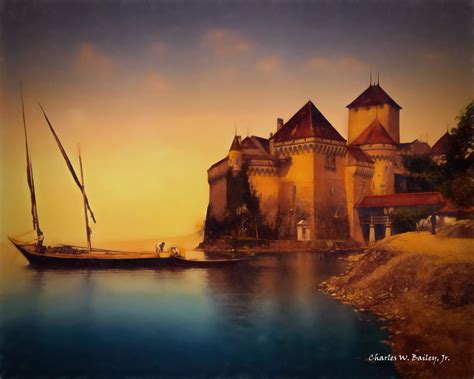 Digital Pastel Drawing of Chillon Castle in Switzerland. Original ...