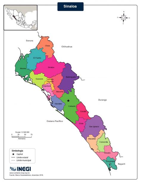 Mapa del Estado de Sinaloa con Municipios >> Mapas para Descargar e ...