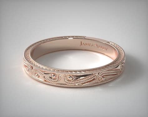 14K Rose Gold Engraved Wedding Band-15488r14