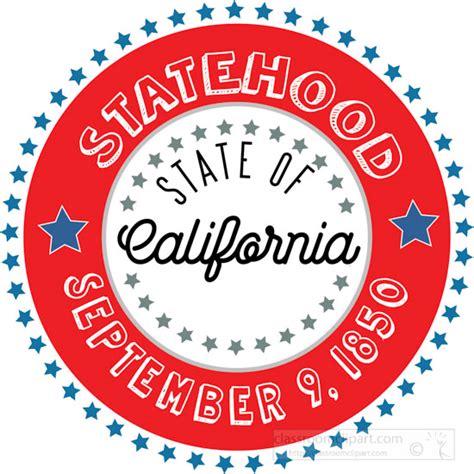 California State Clipart - date-of-california-statehood-1850-round-style-with-stars-clipart ...