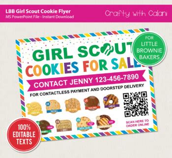 Girl Scout LBB Cookie Flyer Template - Editable Text by Crafty with Calani