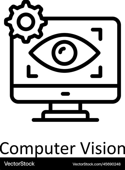 Computer vision outline icon design Royalty Free Vector