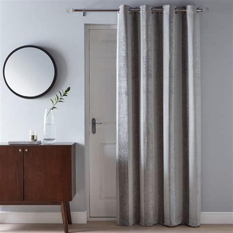 Parker Grey Chenille Eyelet Door Curtain | Dunelm