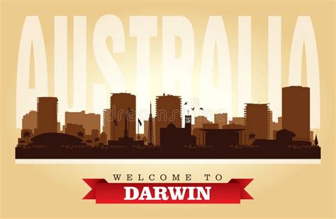 Darwin Australia City Skyline Vectorsilhouette Vector Illustratie - Illustration of welkom ...