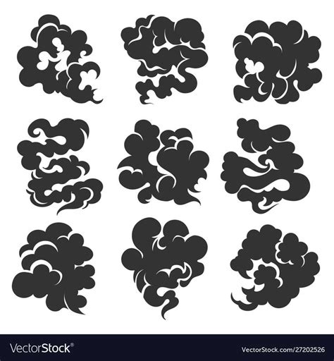 Cartoon black smoke cloud set Royalty Free Vector Image , #Sponsored, #smoke, #cloud, #Cartoon ...