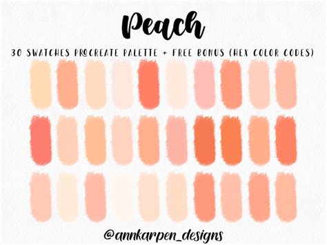 Peach Procreate Palette, 30 HEX Color Codes, Instant Digital Download, iPad Pro Art Illustration ...