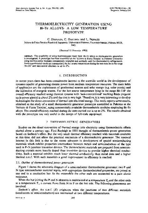 (PDF) Thermoelectricity generation using Bi Te alloys—a low temperature prototype | Carlo ...