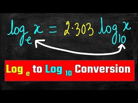 log base Conversion, loge to log10 conversion, log base change, natural log to common log, JEE ...