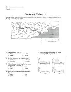 Contour Map Worksheet #2 Worksheet for 6th - 9th Grade | Lesson Planet