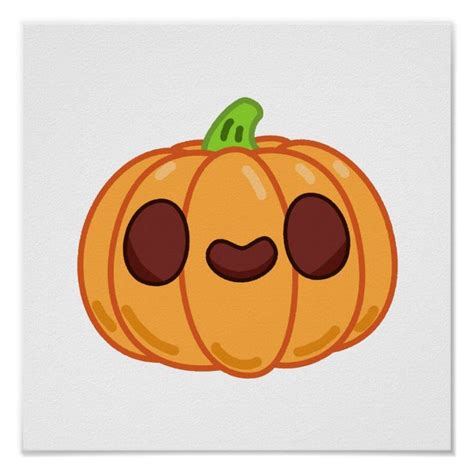 Cute Kawaii Halloween Pumpkin Poster | Zazzle | Kawaii kunst, Kunst, Kawaii