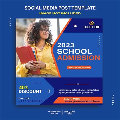 Premium Vector | 2023 School Admission Social Media Post Template.