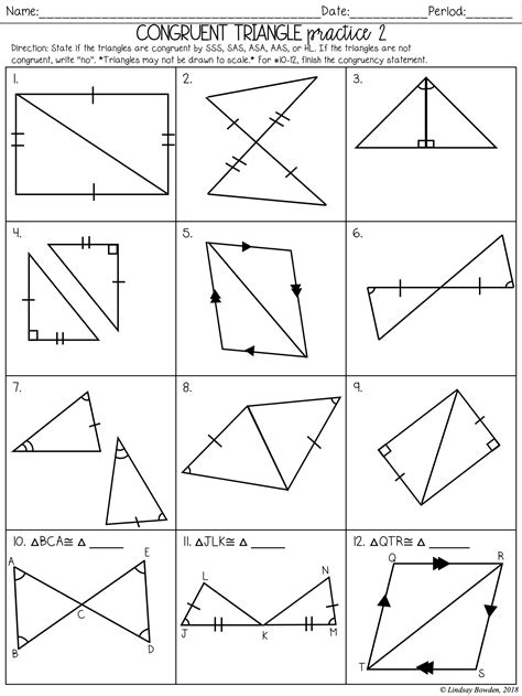 Congruent Triangles Worksheet Answer Key - Zipworksheet.com