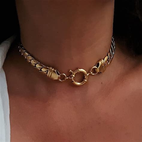 Gold Chain Choker - Etsy