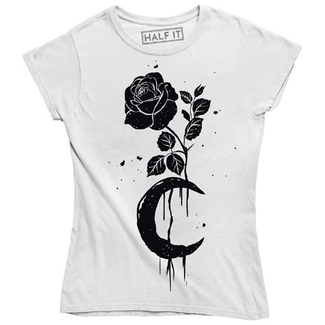 Beautiful Moon Rose Drawing Tattoo Art Graphic Design Women' T-Shirt - Walmart.com