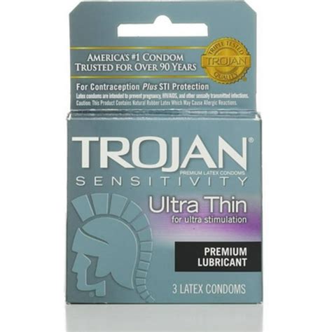 TROJAN Condoms Ultra Thin Lubricated Latex 3 Each (Pack of 2) - Walmart.com - Walmart.com