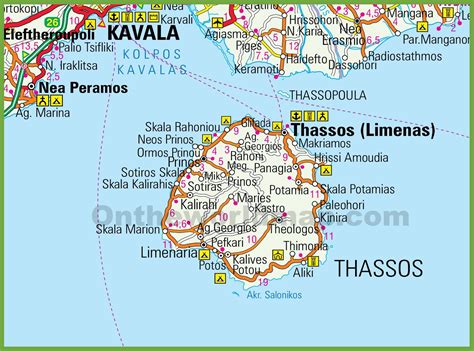 Thasos road map - Ontheworldmap.com